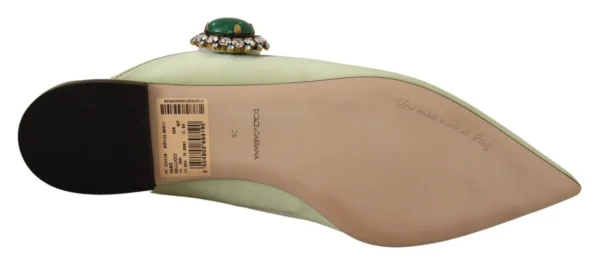 Dolce & Gabbana Women's Emerald Crystal Embellished Leather Slides