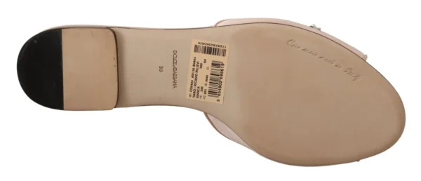 Dolce & Gabbana Women's Crystal-Embellished Leather Slide Flats