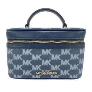 Michael Kors Women's Cooper Blue Multi Signature Leather Graphic Logo Billfold Wallet