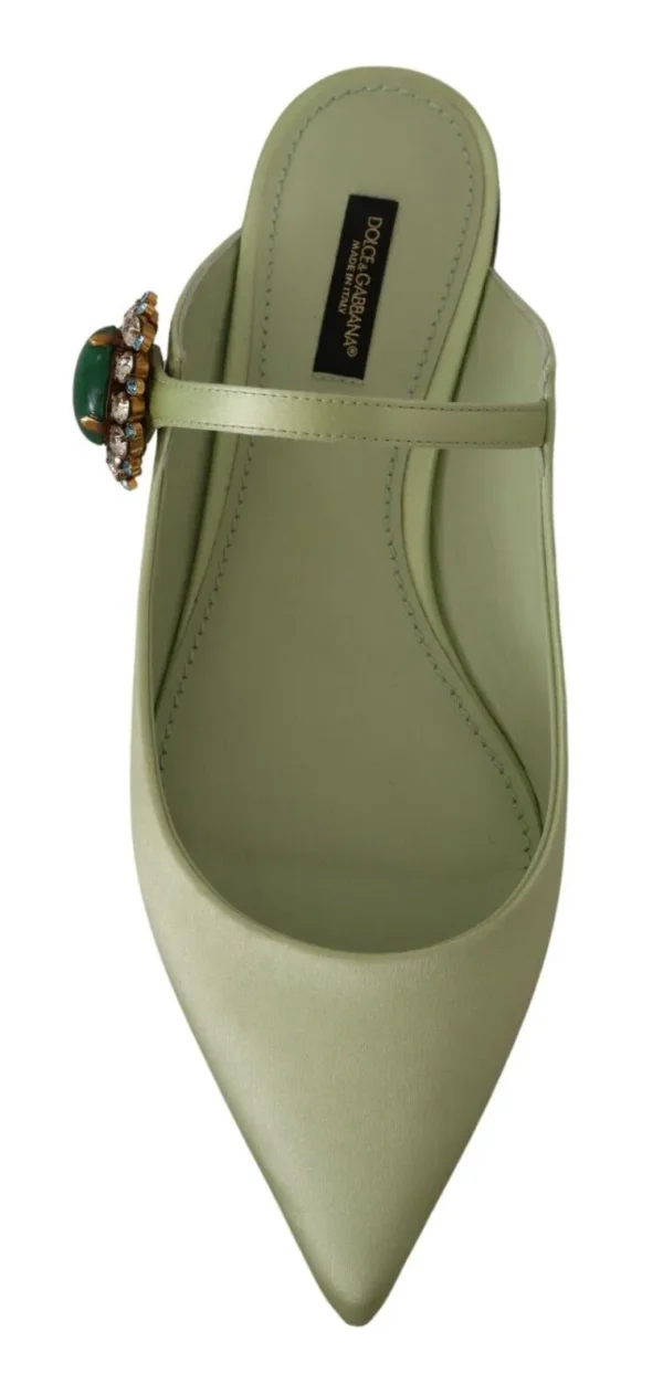 Dolce & Gabbana Women's Emerald Crystal Embellished Leather Slides