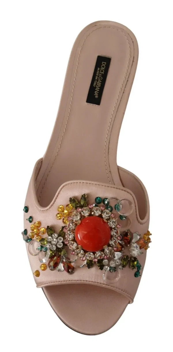 Dolce & Gabbana Women's Crystal-Embellished Leather Slide Flats