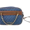 Michael Kors Women's Jet Set East West Denim Signature Zip Chain Crossbody Bag Purse