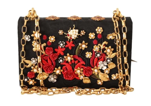 Dolce & Gabbana Women's Embellished Brocade Shoulder Bag with Gold Accents