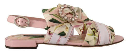 Dolce & Gabbana Women's Floral Crystal-Embellished Silk Slide Flats