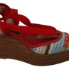 Dolce & Gabbana Women's Multicolor Rafia Wedge Heels Sandals Shoes