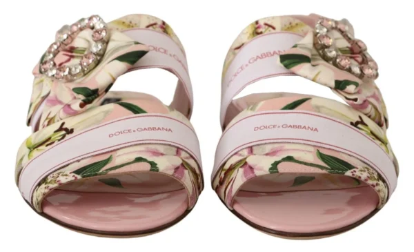 Dolce & Gabbana Women's Floral Crystal-Embellished Silk Slide Flats