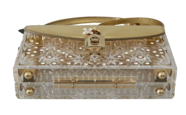 Dolce & Gabbana Women's Elegant Gold Crystal Embellished Box Bag