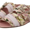 Dolce & Gabbana Women's Floral Crystal-Embellished Silk Slide Flats