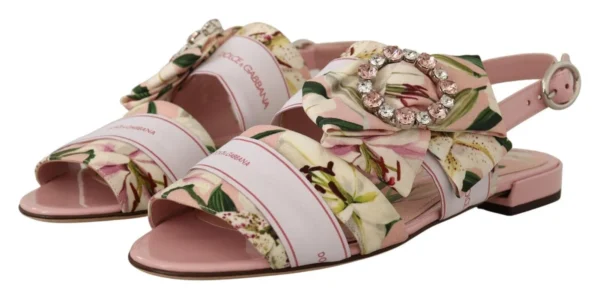 Dolce & Gabbana Women's Floral Crystal-Embellished Silk Slide Flats