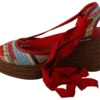 Dolce & Gabbana Women's Multicolor Rafia Wedge Heels Sandals Shoes