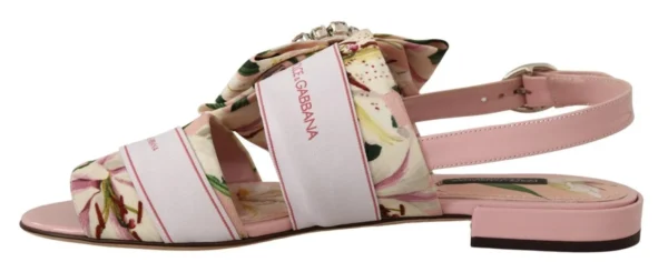 Dolce & Gabbana Women's Floral Crystal-Embellished Silk Slide Flats