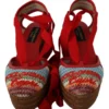 Dolce & Gabbana Women's Multicolor Rafia Wedge Heels Sandals Shoes