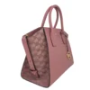 Michael Kors Women's Avril Large Rose Signature Leather Top Zip Satchel Crossbody Bag