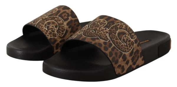 Dolce & Gabbana Women's Elegant Leopard Print Flat Sandals