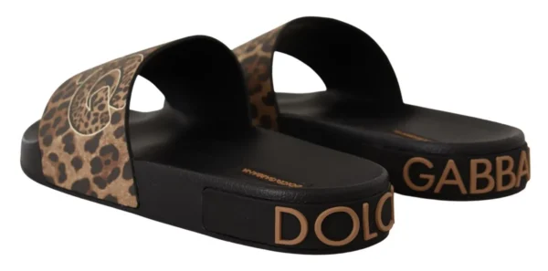 Dolce & Gabbana Women's Elegant Leopard Print Flat Sandals