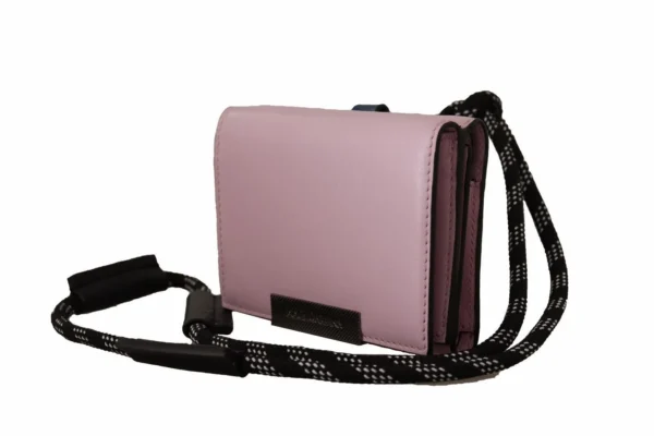 Dolce & Gabbana Women's Elegant Pink Bifold Leather Wallet with Neck Strap