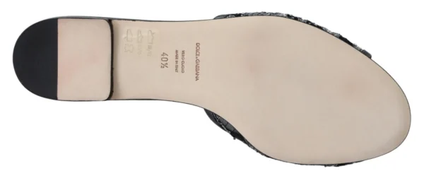 Dolce & Gabbana Women's Elegant Floral Lace Crystal Slides