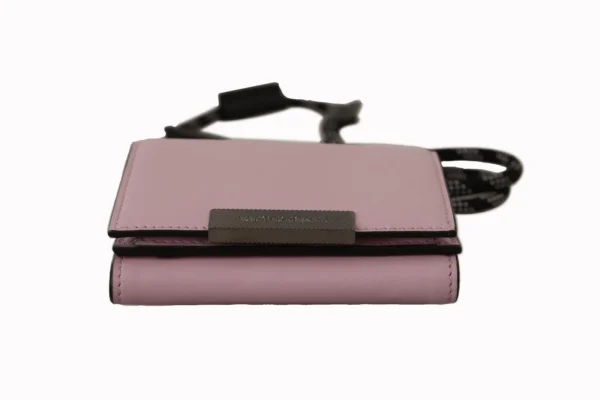Dolce & Gabbana Women's Elegant Pink Bifold Leather Wallet with Neck Strap