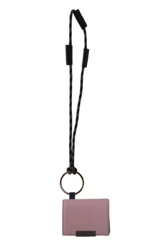 Dolce & Gabbana Women's Elegant Pink Bifold Leather Wallet with Neck Strap