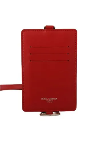 Dolce & Gabbana Women's Red Leather Cardholder with Neck Strap