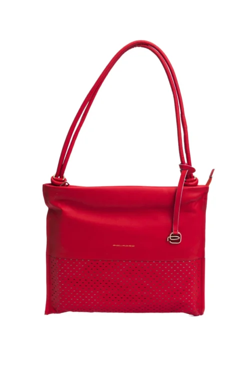 Piquadro Women's Chic Perforated Red Leather Shoulder Bag