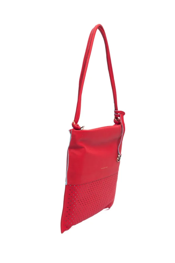 Piquadro Women's Chic Perforated Red Leather Shoulder Bag