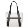 Trussardi Women's Elegant White Fabric Shoulder Bag with Leather Accents