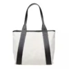 Trussardi Women's Elegant White Fabric Shoulder Bag with Leather Accents