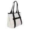 Trussardi Women's Elegant White Fabric Shoulder Bag with Leather Accents