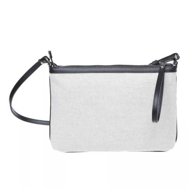 Trussardi Women's Elegant White Fabric & Leather Shoulder Strap Bag