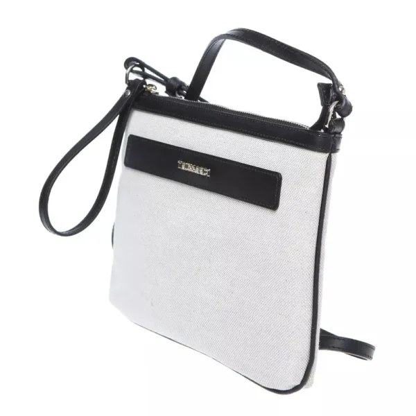 Trussardi Women's Elegant White Fabric & Leather Shoulder Strap Bag