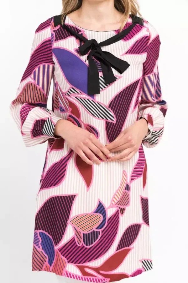Trussardi Women's Elegant Straight-Cut Wool Dress with Pop Art Print