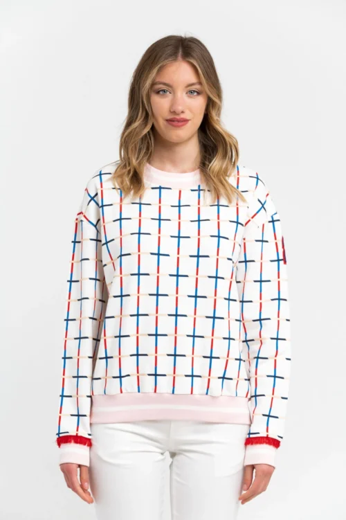 Trussardi Women's Elegant Oversized Striped Sweatshirt