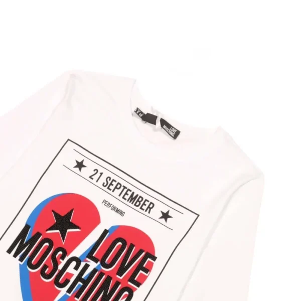 Love Moschino Women's Beaded Cotton Tee with Elegant Print