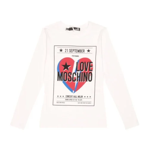 Love Moschino Women's Beaded Cotton Tee with Elegant Print