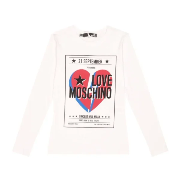 Love Moschino Women's Beaded Cotton Tee with Elegant Print