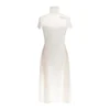 Patrizia Pepe Women's Elegant Beige Short Sleeve Long Dress